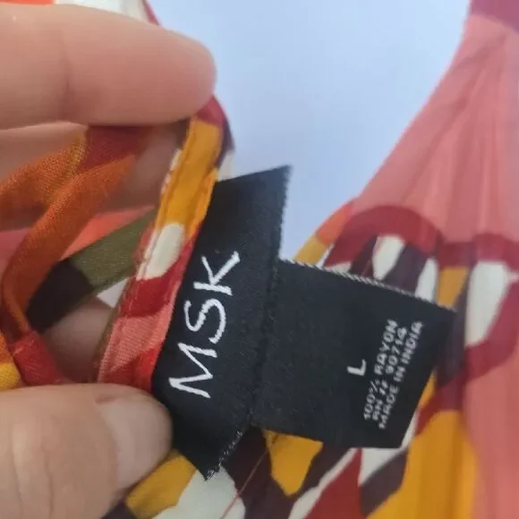 MSK Orange and Brown Floral Asymmetrical High-Low Romper - Picture 2 of 5